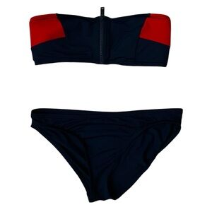 NWOT DKNY strapless swimsuit red and navy size XS